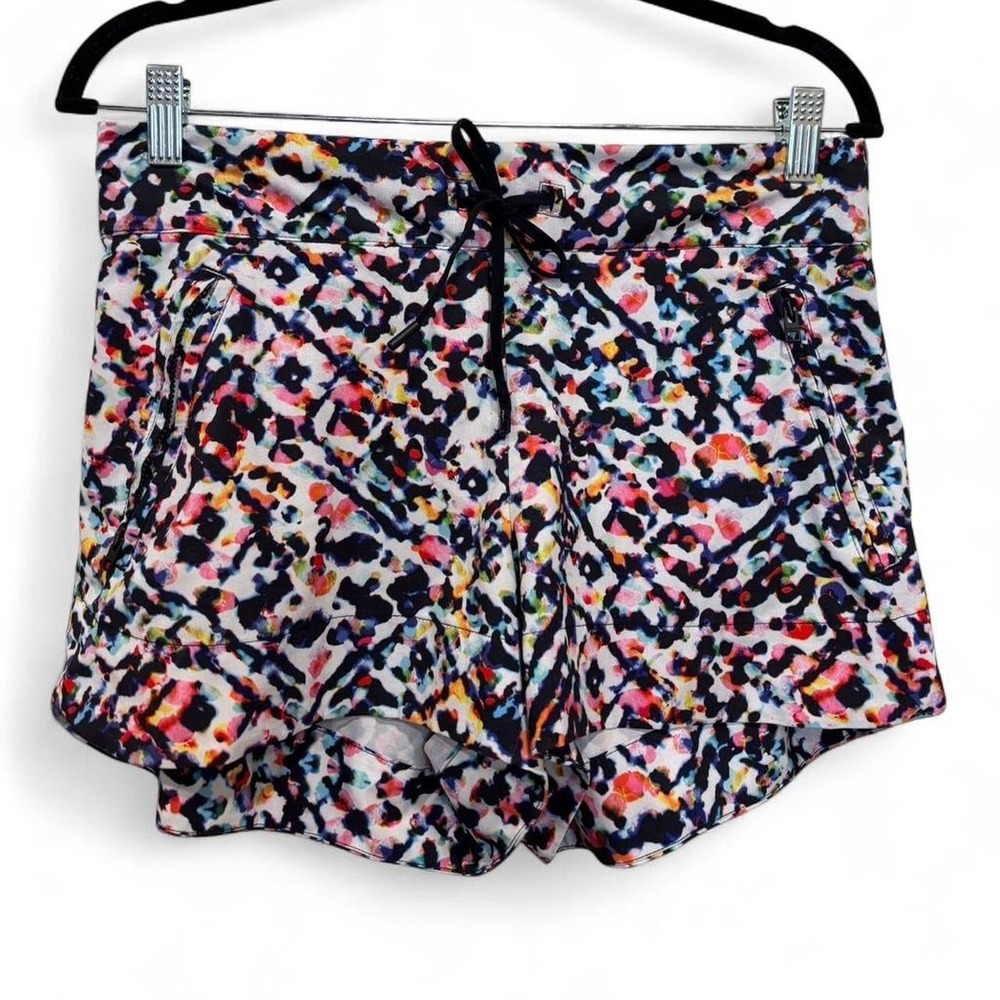Athleta Multicolor Abstract Print Drawstring Running Shorts Size 8